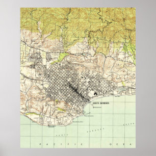  kaart van Santa Barbara California (1944) Poster