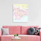 kaart van Santa Barbara California (1952) Canvas Afdruk (Insitu (Woonkamer))