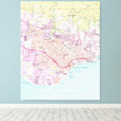  kaart van Santa Barbara California (1952) Canvas Afdruk (Insitu (Houten vloer))