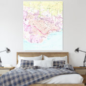  kaart van Santa Barbara California (1952) Canvas Afdruk (Insitu (Slaapkamer))