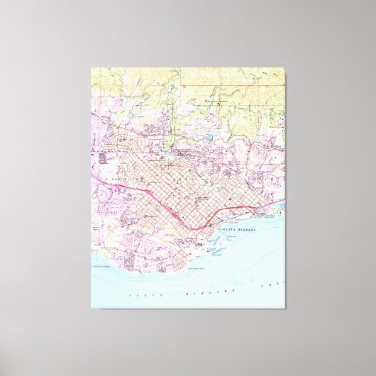  kaart van Santa Barbara California (1952) Canvas Afdruk (Voorkant)