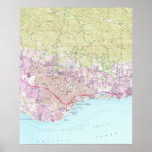  kaart van Santa Barbara California (1952) Poster (Voorkant)