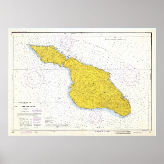  kaart van Santa Catalina, CA (1972) Poster (Voorkant)