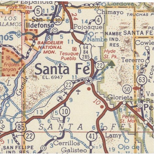  kaart van Santa Fe Sticker (Voorkant)