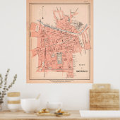  kaart van Santiago Chili (1903) Poster (Keuken)