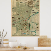  kaart van Sao Paulo Brazilië (1877) Poster (Keuken)