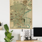  kaart van Sao Paulo Brazilië (1877) Poster (Thuiskantoor)