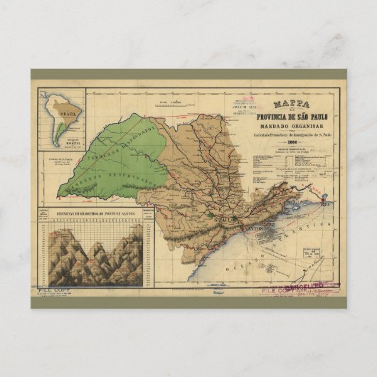 Kaart van São Paulo, Brazilië (1886) (Voorkant)