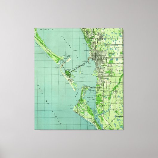  kaart van Sarasota Florida (1944) Canvas Afdruk (Voorkant)