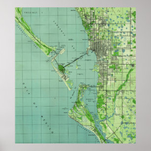 kaart van Sarasota Florida (1944) Poster