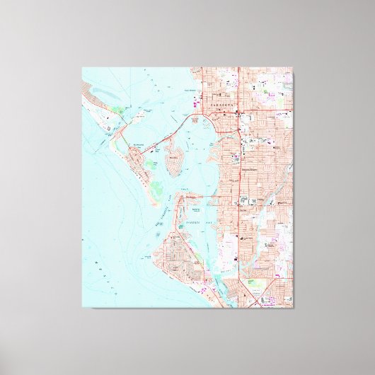  kaart van Sarasota Florida (1973) Canvas Afdruk (Voorkant)