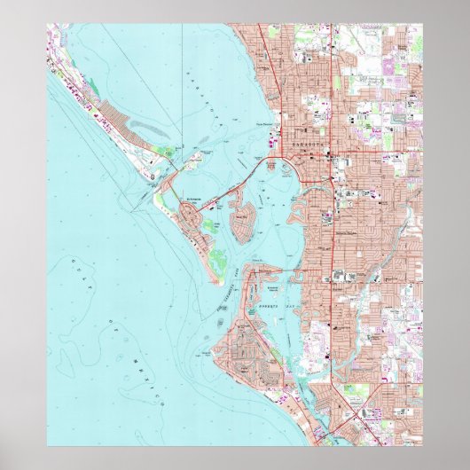 kaart van Sarasota Florida (1973) Poster (Voorkant)