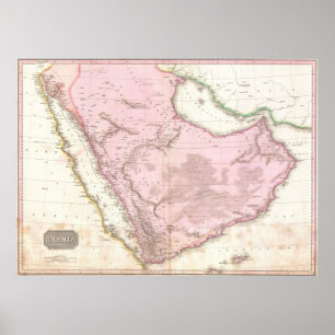  kaart van Saudi-Arabië (1818) Poster