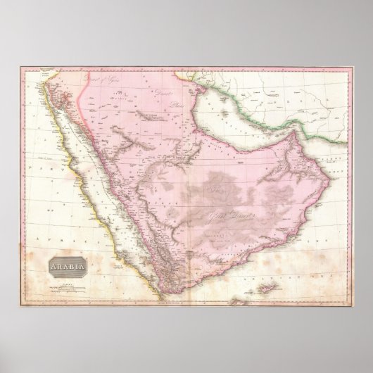 kaart van Saudi-Arabië (1818) Poster (Voorkant)