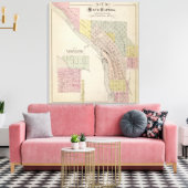Kaart van Sauk Rapids, Kaart van het Centrum Sauk, Canvas Afdruk (Insitu (Woonkamer))