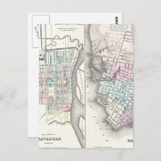  kaart van Savannah en Charleston (1855) (Voorkant / Achterkant)