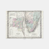  kaart van Savannah en Charleston (1855) Fleece Deken (Voorkant (Horizontaal))