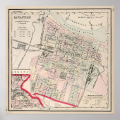  kaart van Savannah GA (1877) Poster (Voorkant)