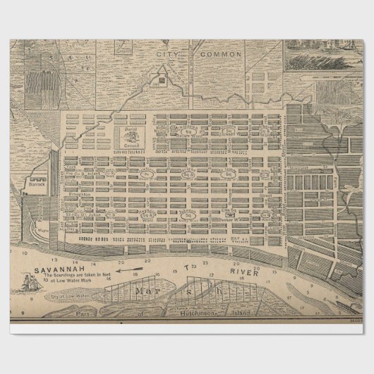  kaart van Savannah Georgia (1818) Cadeaupapier (Vlak)