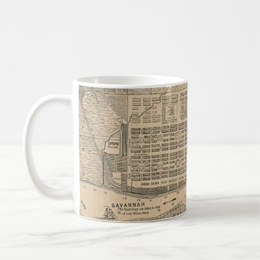 kaart van Savannah Georgia (1818) Koffiemok (Links)