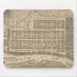  kaart van Savannah Georgia (1818) Muismat