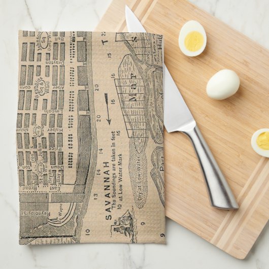  kaart van Savannah Georgia (1818) Theedoek (Quarter Fold)