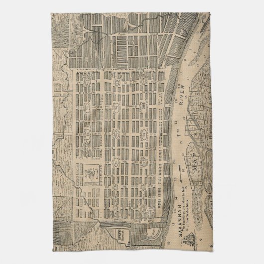  kaart van Savannah Georgia (1818) Theedoek (Verticaal)