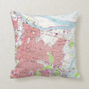  kaart van Savannah Georgia (1955) 2 Kussen