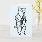 KAART VAN SAXOPONE VADERDAG JAZZ CAT (Gele Bloem)