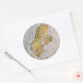 Kaart van Scandinavia Cartografie Ronde Sticker (Envelop)