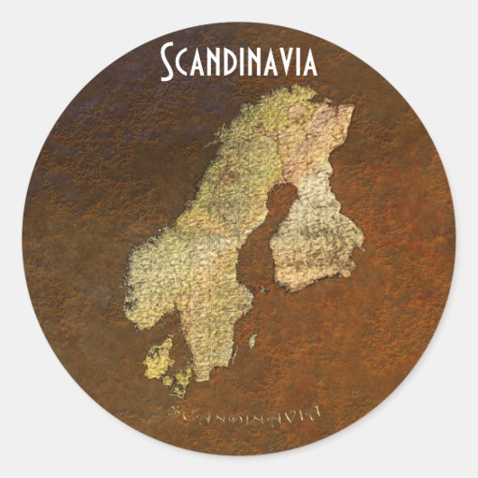 Kaart van Scandinavia Cartografie Ronde Sticker (Voorkant)