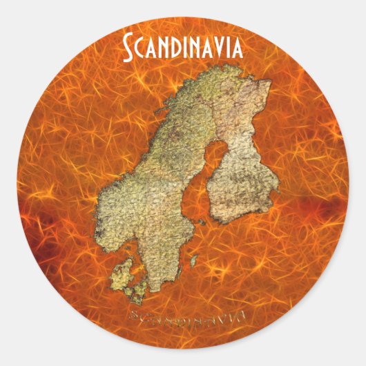 Kaart van Scandinavia Cartografie Ronde Sticker (Voorkant)