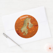 Kaart van Scandinavia Cartografie Ronde Sticker (Envelop)
