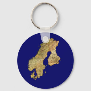 Kaart van Scandinavia Cartografie Sleutelhanger