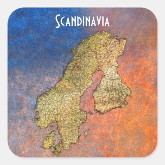 Kaart van Scandinavia Cartografie Vierkante Sticker (Voorkant)