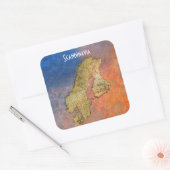 Kaart van Scandinavia Cartografie Vierkante Sticker (Envelop)