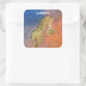 Kaart van Scandinavia Cartografie Vierkante Sticker (Tas)