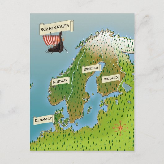 Kaart van Scandinavië (Voorkant)