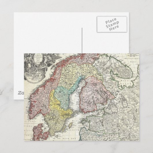 kaart van Scandinavië (1730) (Voorkant / Achterkant)