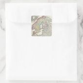 kaart van Scandinavië (1730) Vierkante Sticker (Tas)