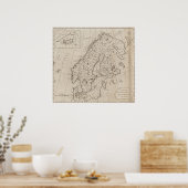 kaart van Scandinavië (1800) Poster (Keuken)