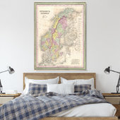 kaart van Scandinavië (1850) Canvas Afdruk (Insitu (Slaapkamer))