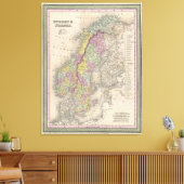 kaart van Scandinavië (1850) Canvas Afdruk (Insitu (Woonkamer))
