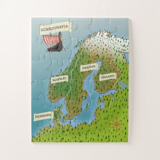 Kaart van Scandinavië Legpuzzel (Verticaal)