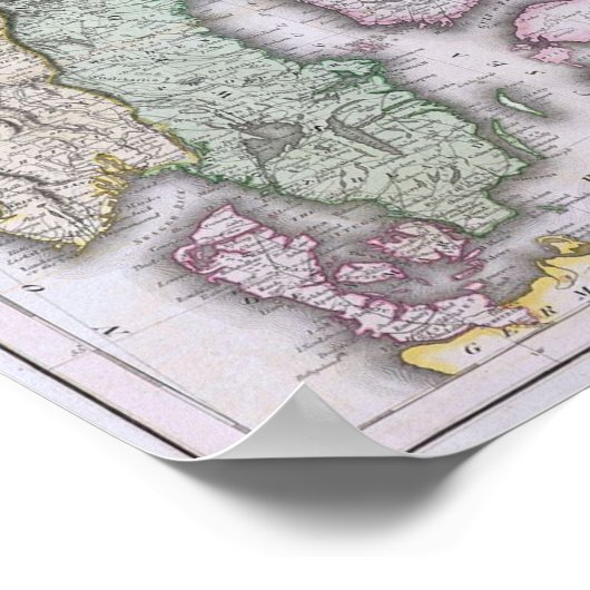 Kaart van Scandinavië, Noorwegen, Zweden, Finland, Poster (Hoek)