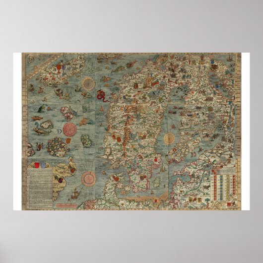  kaart van Scandinavië Poster (Voorkant)