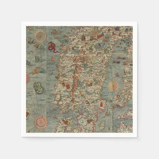 kaart van Scandinavië Servet (Voorkant)
