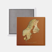 KAART VAN SCANDINAVIË Square Magnet (Voorkant / Achterkant)