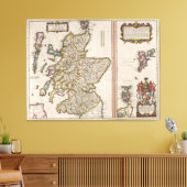 kaart van Schotland (1654) Canvas Afdruk (Insitu (Woonkamer))