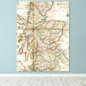 kaart van Schotland (1718) Canvas Afdruk (Insitu (Houten vloer))